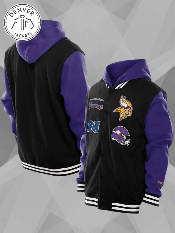 New Era Minnesota Vikings Hoodie Jacket Black Purple