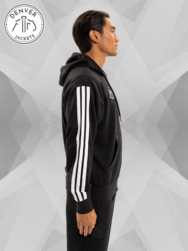 NewcastleUnitedAdidas3StripeHoodieBlack
