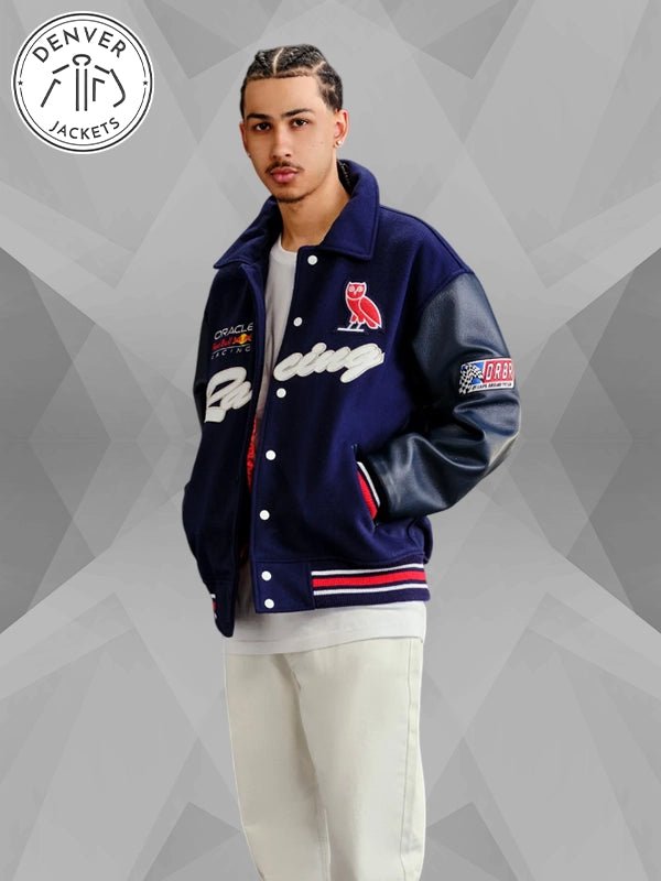 October s Very Own x Oracle Red Bull Racing Navy Varsity Jacket