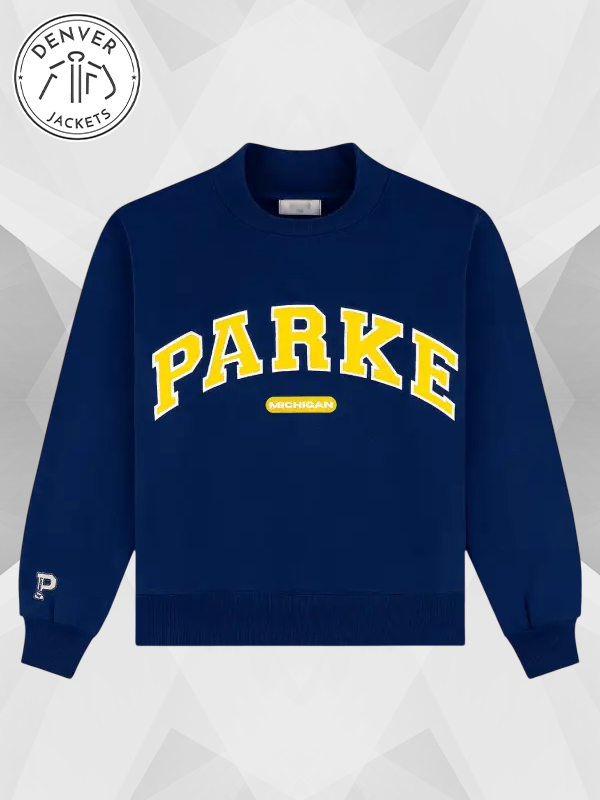 Parke x ’47 Michigan Mockneck Sweatshirt Blue