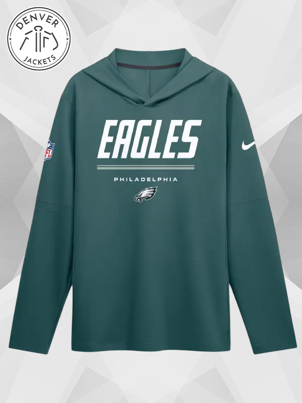 Philadelphia Eagles Nike Sideline Game On Long Sleeve Hooded T-shirt