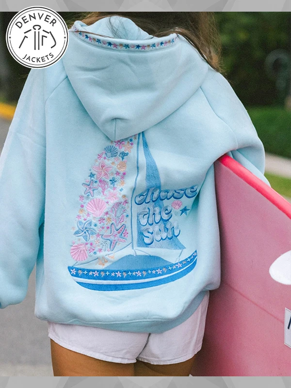 Pink Palm Puff Chase The Sun Hoodie