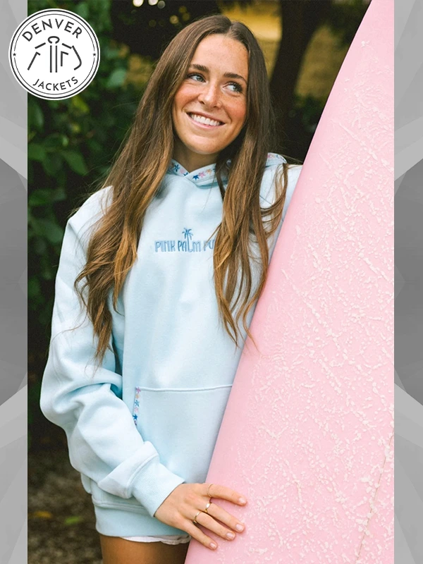 Pink Palm Puff PPP Chase The Sun Light Blue Hoodie