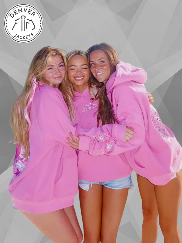 Pink Palm Puff Under The Sea Hoodie In Seashell Pink