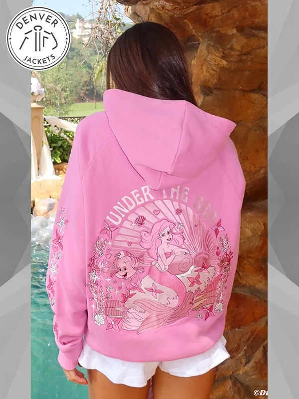 Pink Palm Puff Under The Sea Hoodie In Seashell Pink