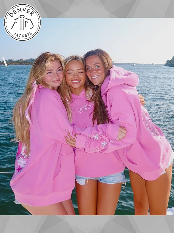 Pink Palm Puff Under The Sea Relaxed Hoodie In Pink