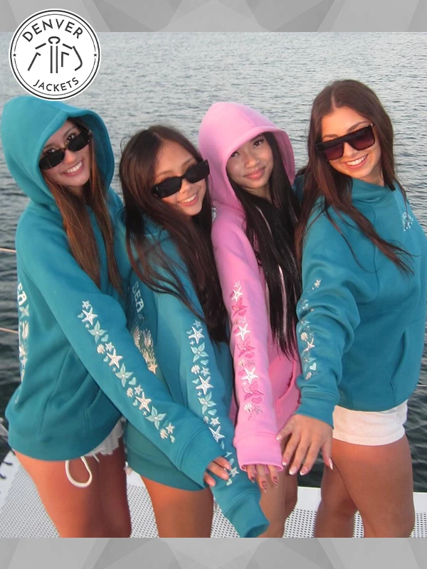 Pink Palm Puff Under The Sea Relaxed Hoodie Sweatshirt