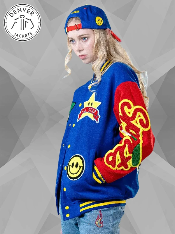 Play Cool Blue and Red Varsity Jacket