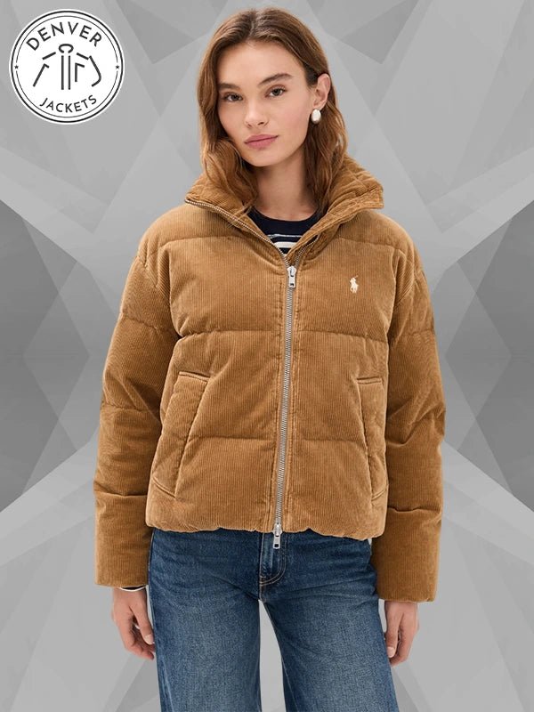 Polo Ralph Lauren Cord Puffer Jacket Brown