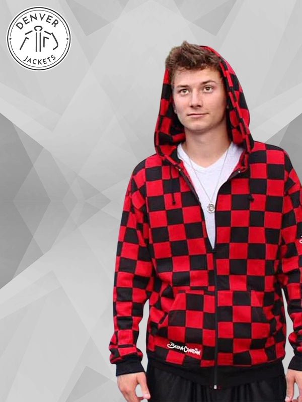 Red Checkered Bajan Canadian Hoodie