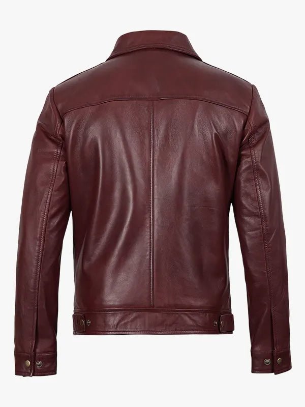 Reeves Men's Harrington Real Burgundy Jacket Leather - Image 6