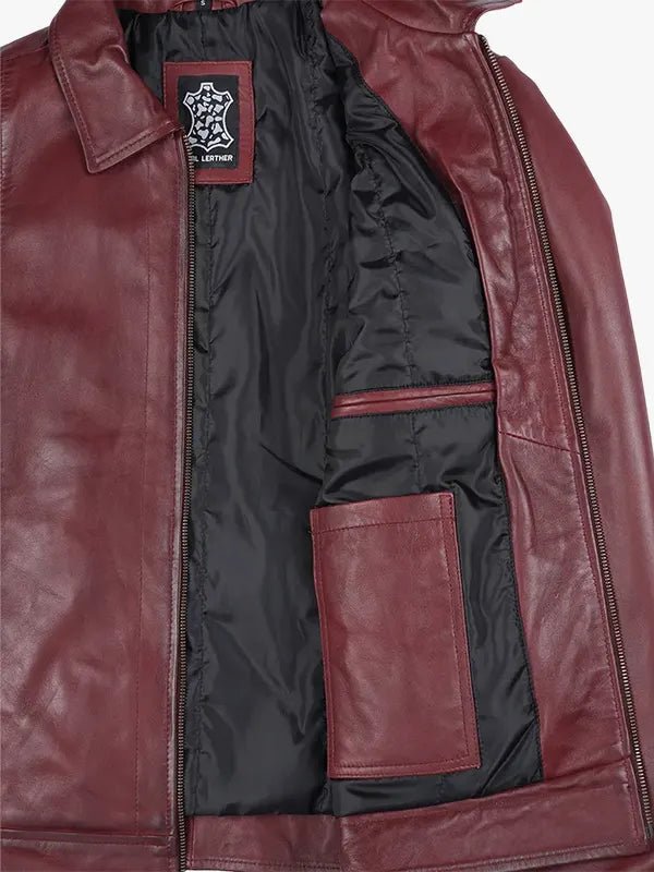 Reeves Men's Harrington Real Burgundy Jacket Leather - Image 4