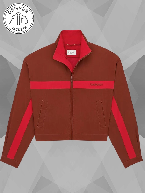 Saint Laurent Stand-Collar Jacket Brown
