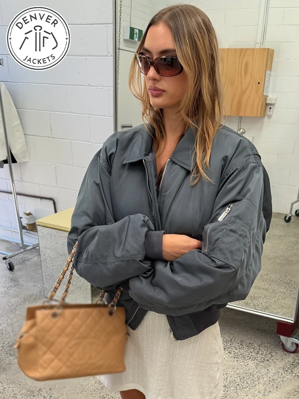 Scarlet And Sam Bomber Jacket Charcoal Grey