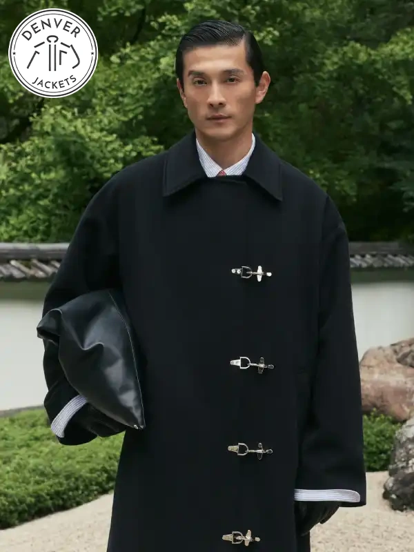 Shinzo Wool Clasp Black Trench Coat