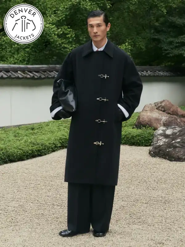 Shinzo Wool Clasp Trench Coat Black