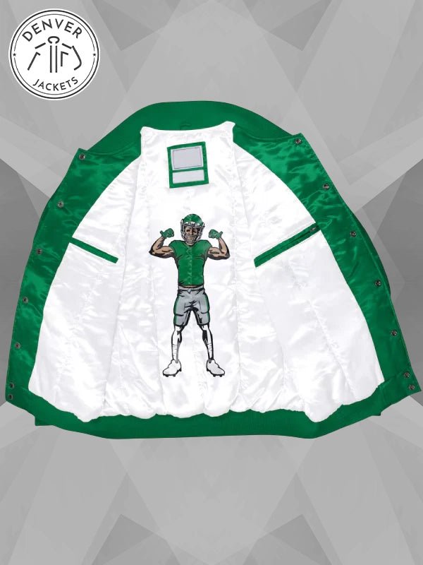 Starter Philadelphia Eagles Kelly Green Satin Varsity Bomber Jacket