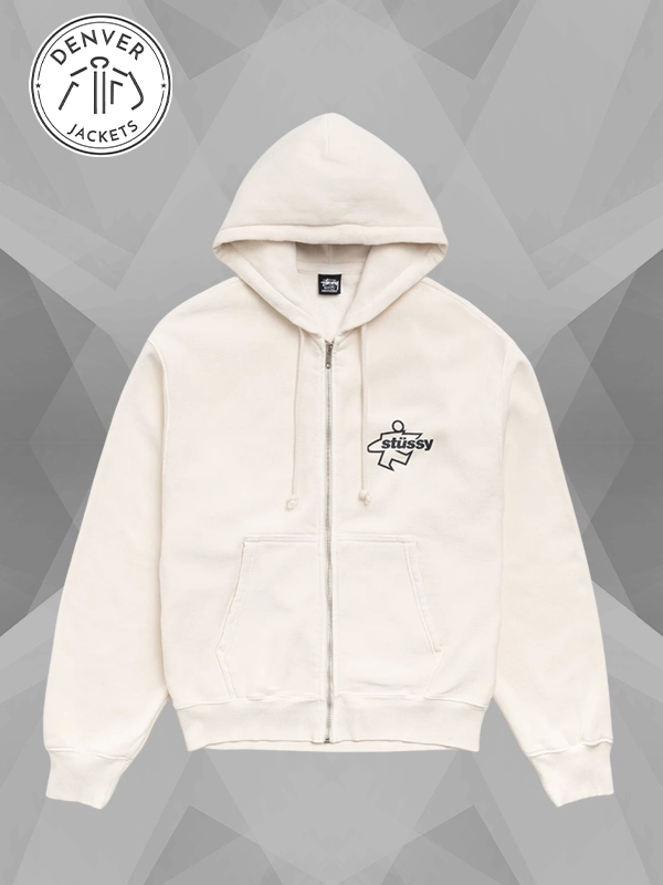 Stussy Surf Size Zip Beige Hoodie