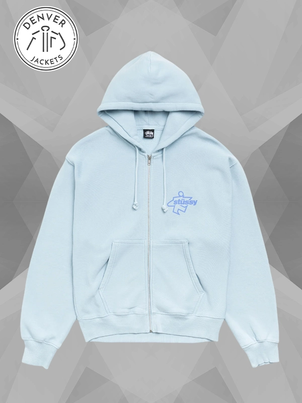 Stussy Surf Size Zip Sky Blue Hoodie