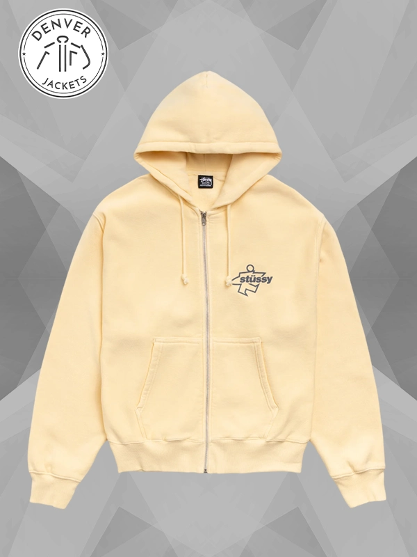 Stussy Surf Size Zip Yellow Hoodie