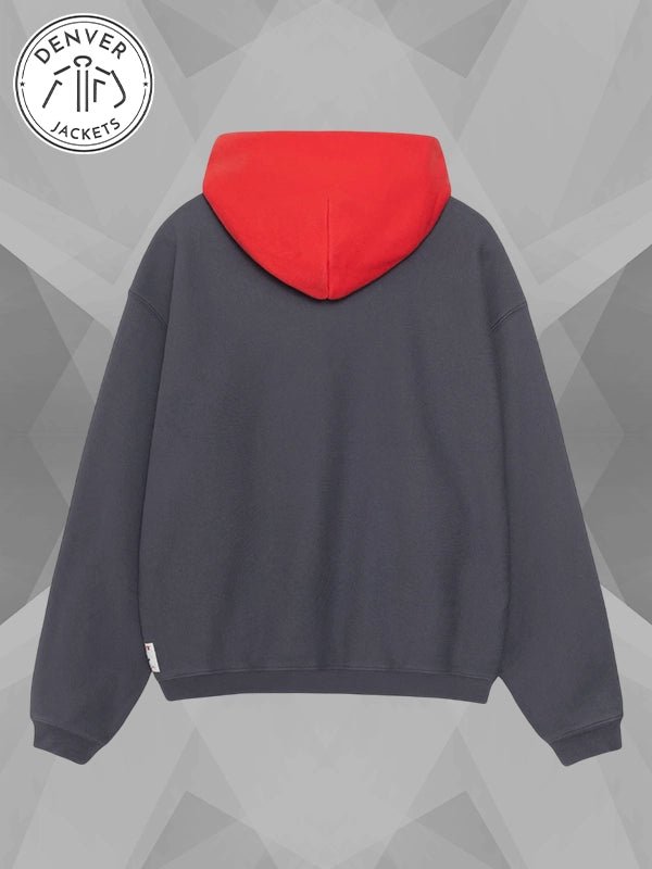 Stussy Two Tone Hoodie Blue and Red