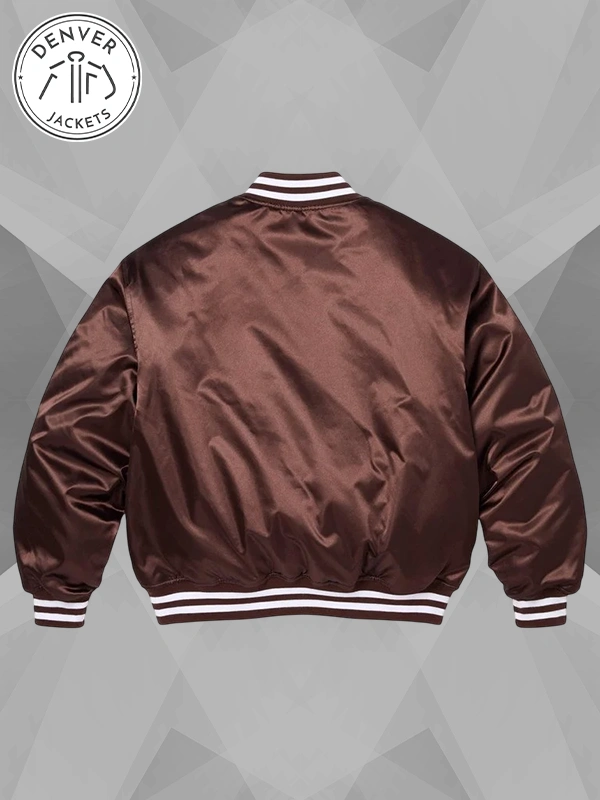 Supreme Champion Brown Satin Varsity Jacket