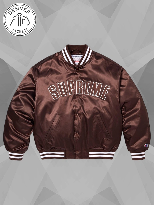 Supreme Champion Satin Varsity Jacket Brown