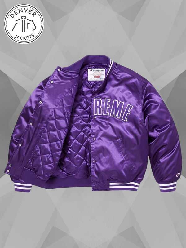 Supreme Champion Satin Varsity Jacket Purple