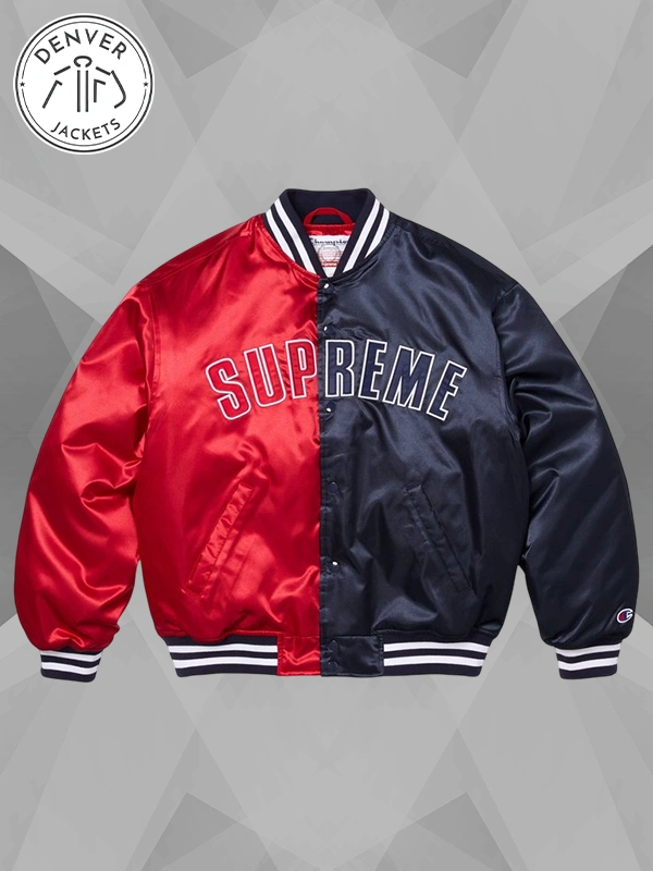 Supreme Jacket Champion Satin Varsity Red And Blue