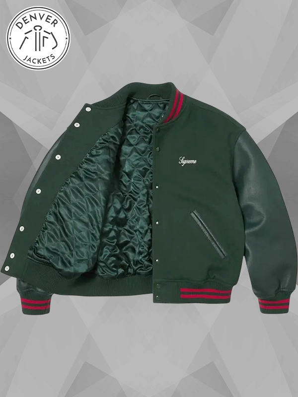 Supreme SS26 Cross Green Varsity Jacket