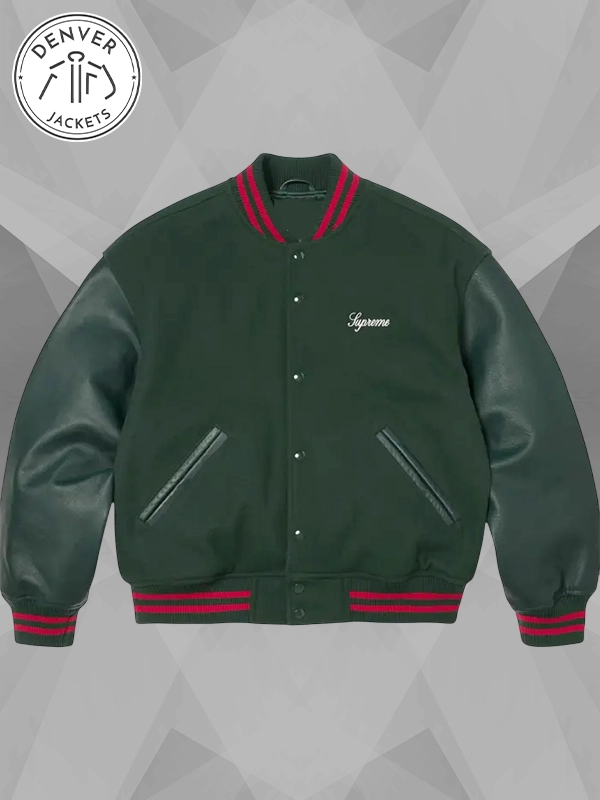 Supreme SS26 Cross Varsity Green Jacket