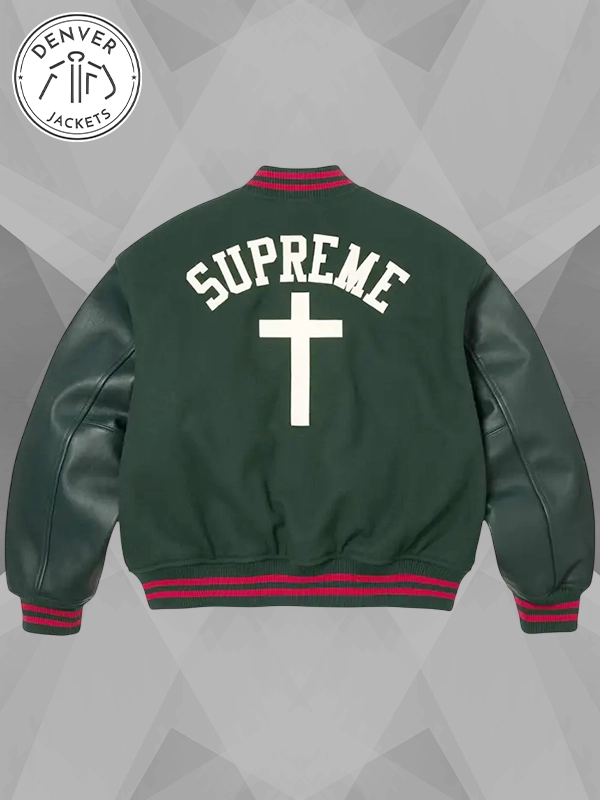 Supreme SS26 Cross Varsity Jacket Green
