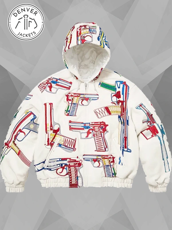 Supreme SS26 Guns Leather Jacket White