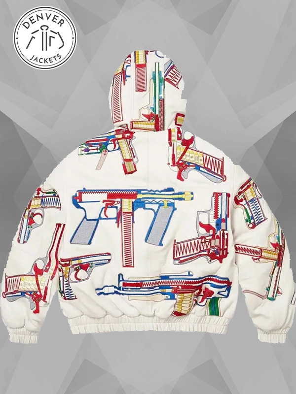 Supreme SS26 Guns Leather White Jacket