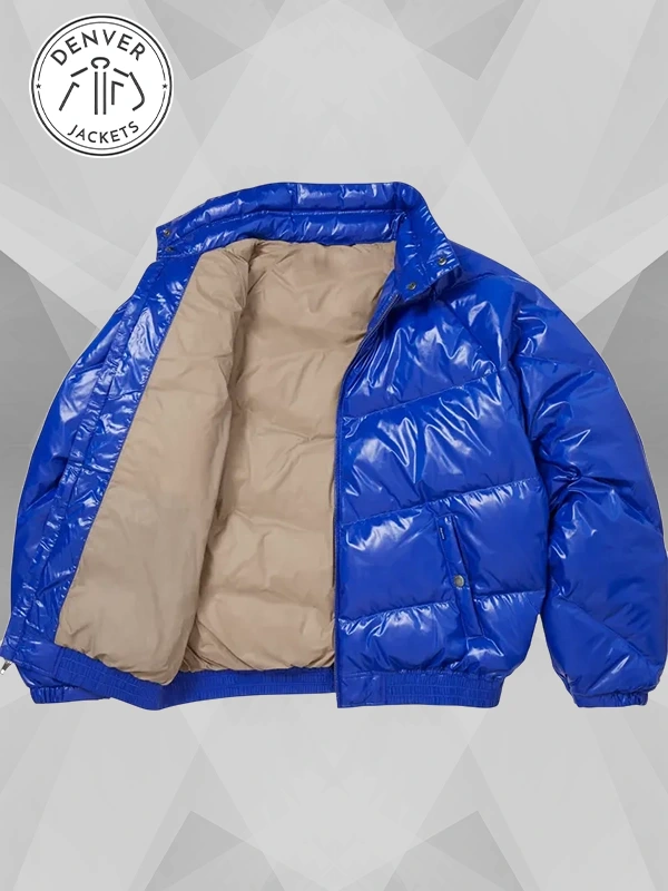 Supreme Schott Puffer Zipper Blue Jacket