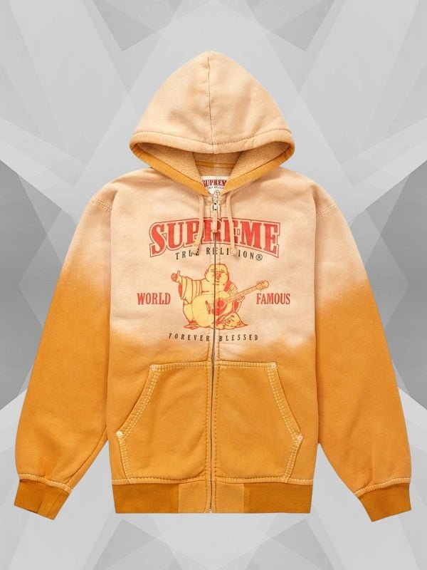 SupremeOrangeTrueReligionHoodie