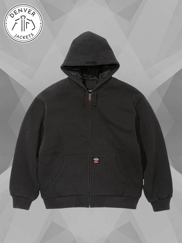 Supreme Dickies Quilted Lined Zip Up Hooded Sweatshirt Black