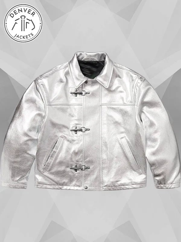 Supreme Schott Leather Clip Jacket Silver