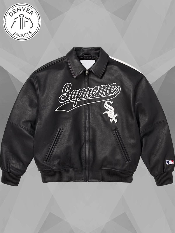 Supreme x Chicago White Sox Leather Varsity Jacket Black