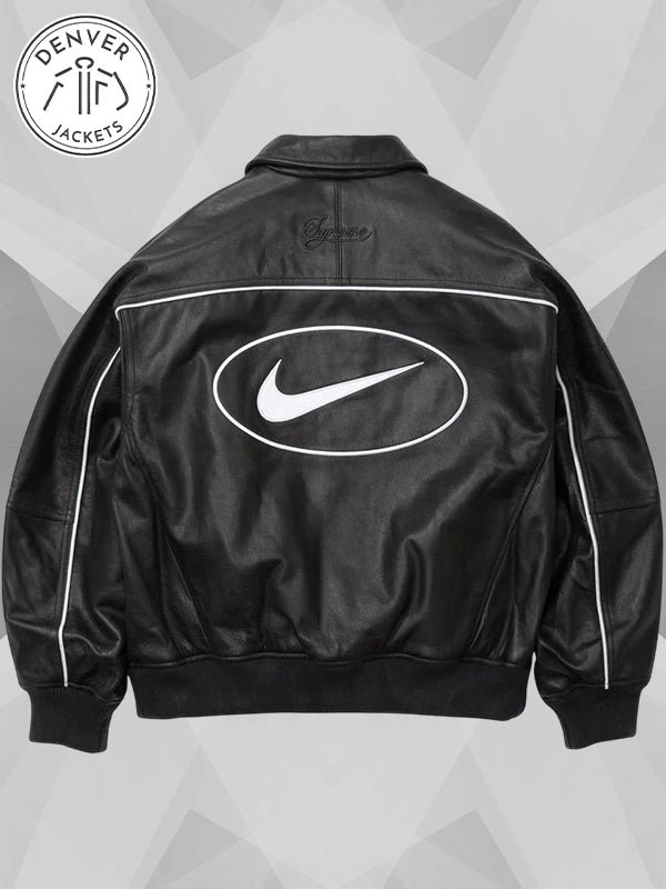 Supreme x Nike Leather Varsity Jacket Black