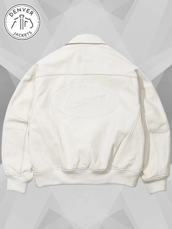 Supreme x Nike Leather Varsity Jacket White