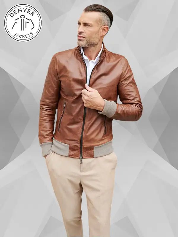 Tan Leather Bomber Jacket D arienzo
