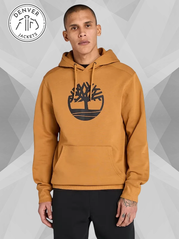 Timberland Mens Kennebec River Tree Logo Hoodie Brown
