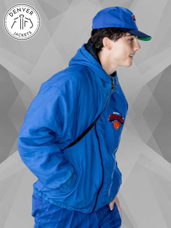 Timothee Chalamet NY Knicks Jacket Blue
