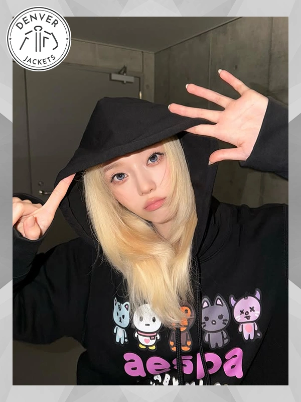 Unisex Bape X Aespa Baby Milo Pullover Hoodie Black