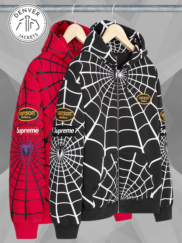 Vanson Leathers x Supreme Spiderman Hoodie