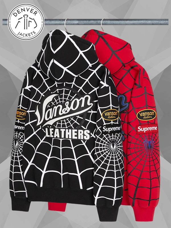 Vanson Leathers x Supreme Spiderman Zipper Hoodie