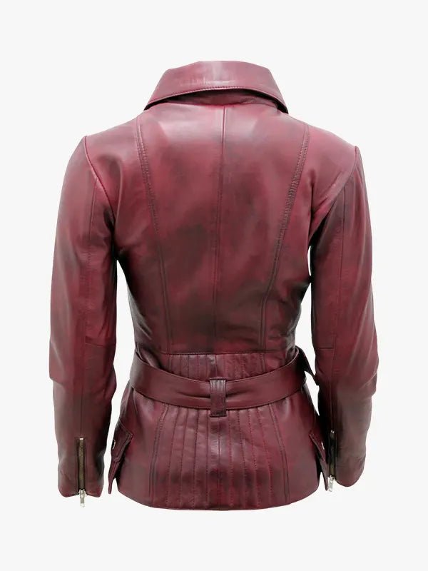 Womens Leather Biker Long Jacket Quito