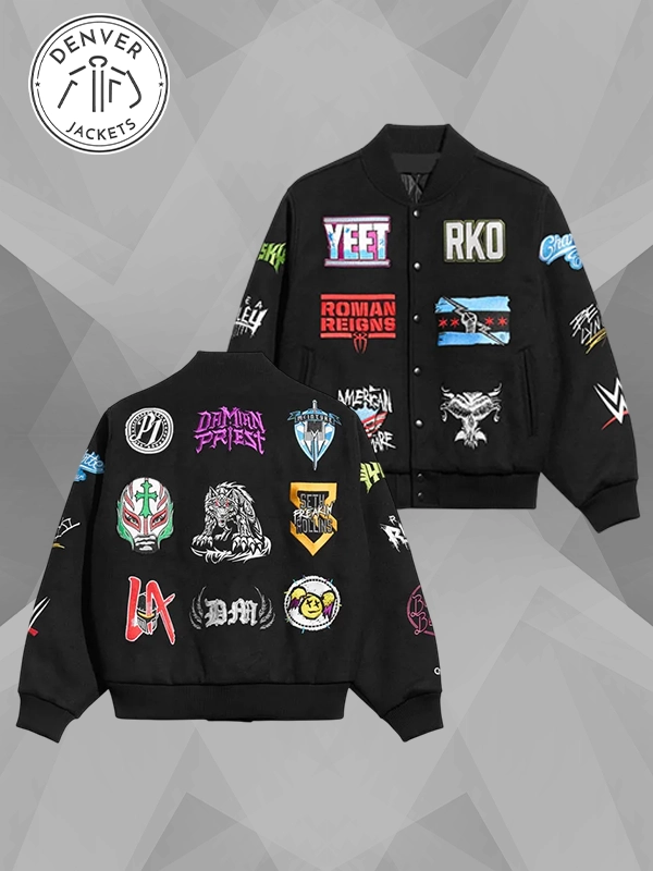 World Wrestling Entertainment 2026 Superstars Iconic Logos Black Jacket