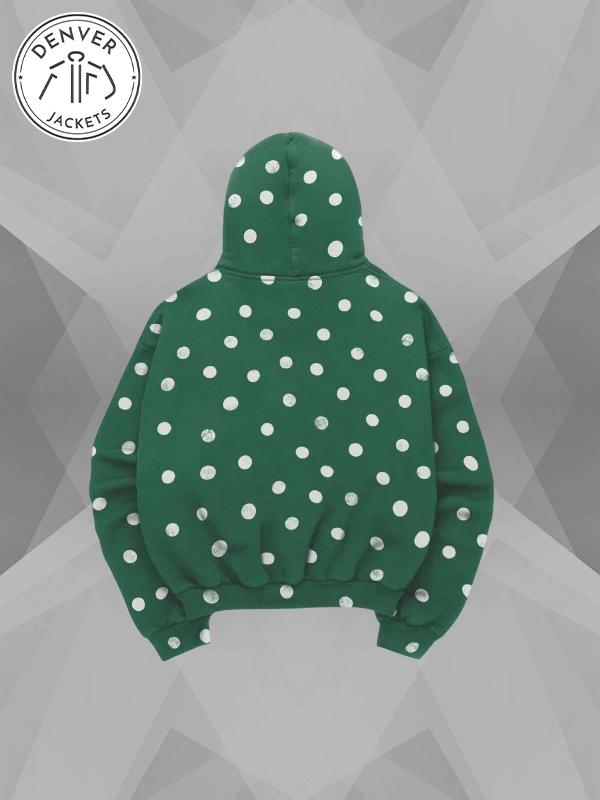 skylrk polka dot hoodie Green